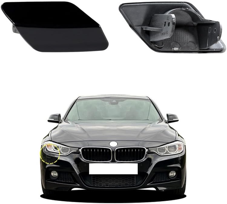 Goholy Car Front Bumper Headlight Washer Nozzle Cover Cap Compatible With BMW 3 F30 320 323 330 335 M-Sport 2013 2014 2015 2016 2017 2018 Headlight Cleaning Cover 51118056614 51118054180 Water Spray Cover - Image 1
